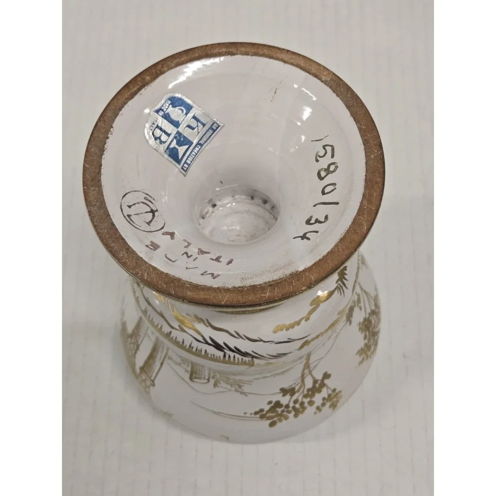 Vintage Ugo‎ Zaccagnini Italian Signed Italy Art Pottery Vase Gold White